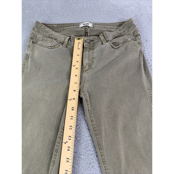PAIGE Jeans Pants Womens Size 28 Waist Measurement Olive Green Skinny Stretch - Picture 2 of 9